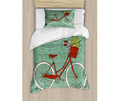 Retro Bike Xmas Trees Duvet Cover Set