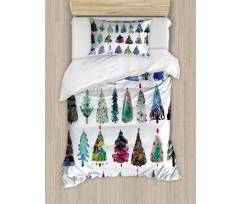 Watercolor Fir Trees Duvet Cover Set