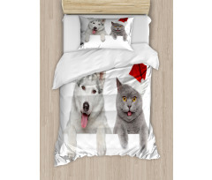 Animals Red Hats Duvet Cover Set