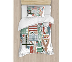 Travel Landmarks USA Flag Duvet Cover Set