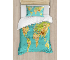 World Geography Continents Duvet Cover Set
