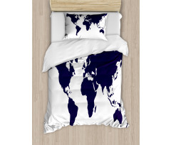 Vivid Indigo World Graphic Duvet Cover Set