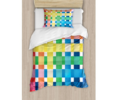 Rainbow Squares Art Duvet Cover Set