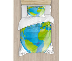 Vibrant Globe Heart Shape Duvet Cover Set