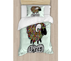 Hipster Doodle Fun Sheep Duvet Cover Set