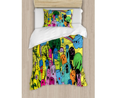 Hand Drawn Crazy Doodle Duvet Cover Set