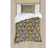 Stripes Tropical Bananas Duvet Cover Set