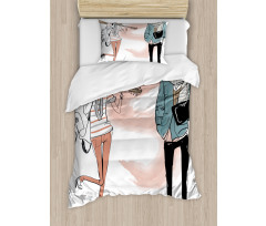 Urban Cat Dog Characters Duvet Cover Set