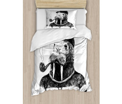 Walrus with Pipe Sketch Duvet Cover Set