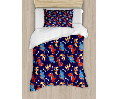 Dino Funny Expressions Duvet Cover Set