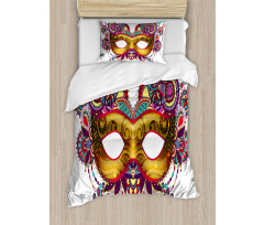 Ornate Yellow Mask Duvet Cover Set