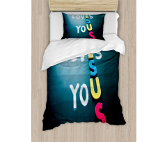 He Loves You Phrase Colorful Duvet Cover Set