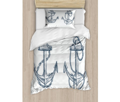 Vintage Sketch of Anchor Duvet Cover Set