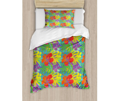 Abstract Vibrant Hibiscus Duvet Cover Set