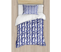 Blue and White Hibiscus Duvet Cover Set