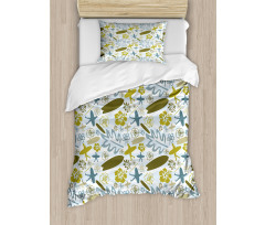 Summer Surfers and Plants Duvet Cover Set