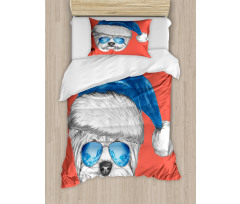 Blue Santa Hat Funny Duvet Cover Set