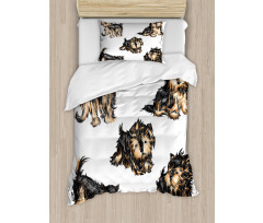 Terrier Cartoon Duvet Cover Set