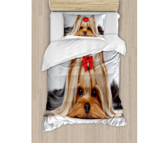 Lying Dog Ribbon Love Duvet Cover Set