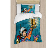 Astronaut Holds Beer Duvet Cover Set