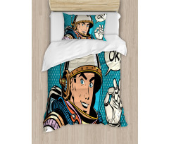 Space Man Gesturing Duvet Cover Set