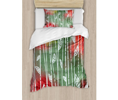 Doodle Leaves Exotic Duvet Cover Set