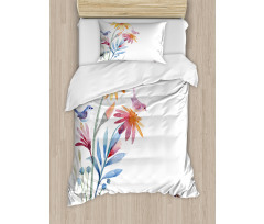 Flower Brush Effect Duvet Cover Set