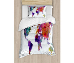 Colorful World Map Duvet Cover Set