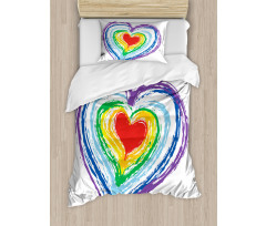 Nested Rainbow Heart Duvet Cover Set