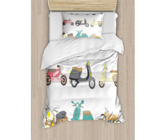 Scooters Design Duvet Cover Set