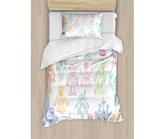 Robots Performing Tasks Duvet Cover Set