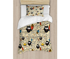 Hungry Owls Eating Duvet Cover Set