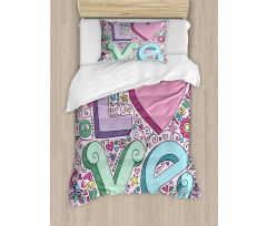 3D Lettering Groovy Duvet Cover Set