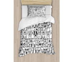 Dogs and Cat Composition Duvet Cover Set