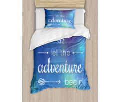 Marine Phrase on Blue Duvet Cover Set