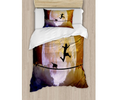Boy and Cat on Rope Duvet Cover Set