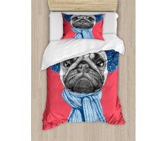 Winter Dog with Earmuffs Duvet Cover Set