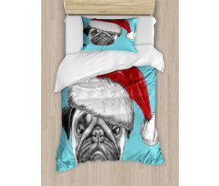 Dog with Santa Hat X-Mas Duvet Cover Set