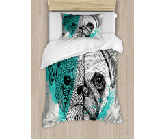 Hand Drawn Head of a Dog Duvet Cover Set