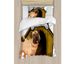 Dog House Cartoon Style Duvet Cover Set