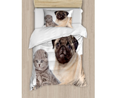 Young Puppy and Kitten Duvet Cover Set