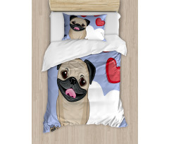 Happy Dog with Hearts Duvet Cover Set