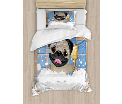 Dog Bath Caricature Funny Duvet Cover Set