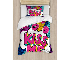 Word Bubble Pop Art Style Duvet Cover Set