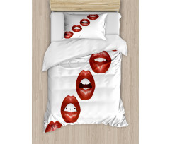 Vivid Full Red Lips Feminine Duvet Cover Set