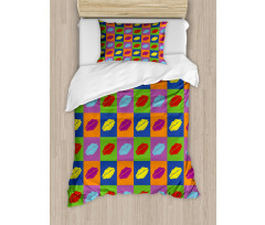 Vibrant Pop Art Kisses Duvet Cover Set