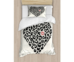 Heart Shaped Leopard Skin Duvet Cover Set