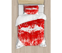 Heart Shaped Lipstick Mark Duvet Cover Set