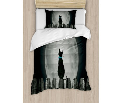 Cat Looking at the Moon Duvet Cover Set