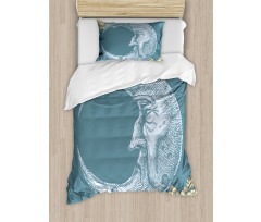 Vintage Crescent Moon Duvet Cover Set